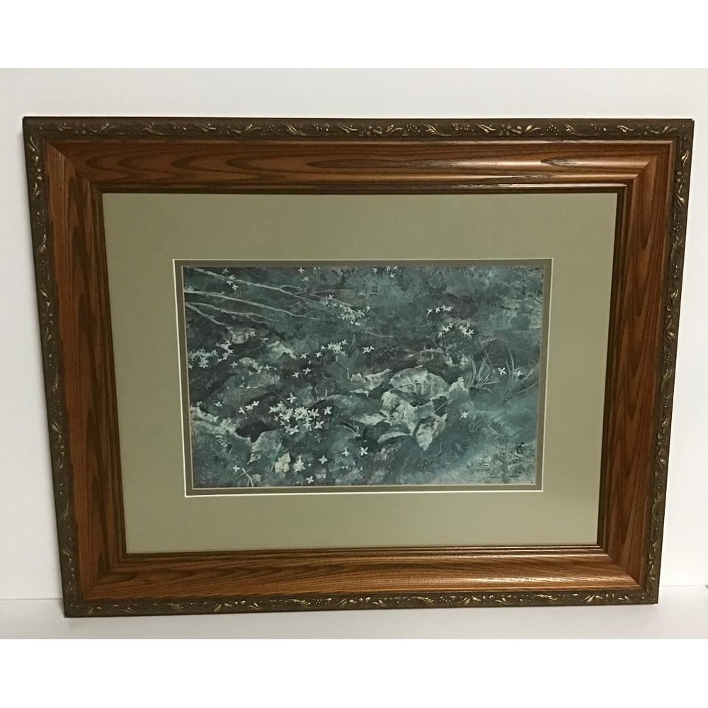 Andrew Wyeth Quaker Ladies Framed Nature Forest Floor Print Botanical Wood Frame